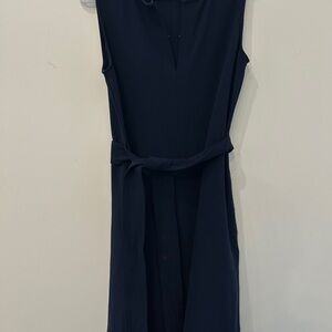 Lark & Ro Navy Sleeveless Midi Dress with Self-Tie Belt